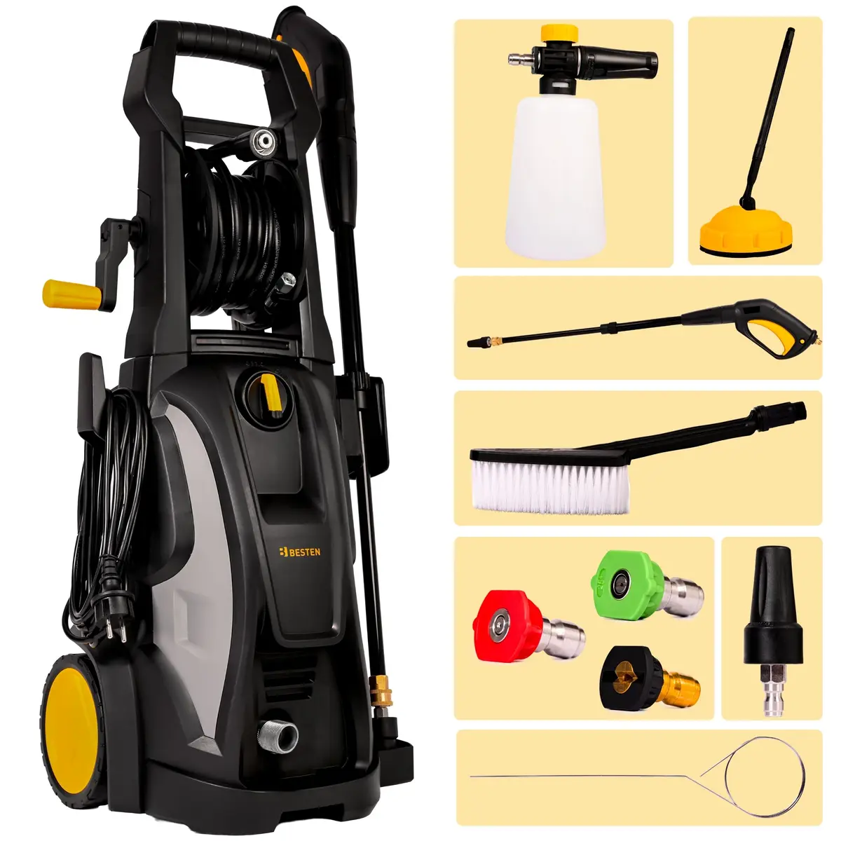 Zawartość zestawu Myjka ciśnieniowa BESTEN BE0002883